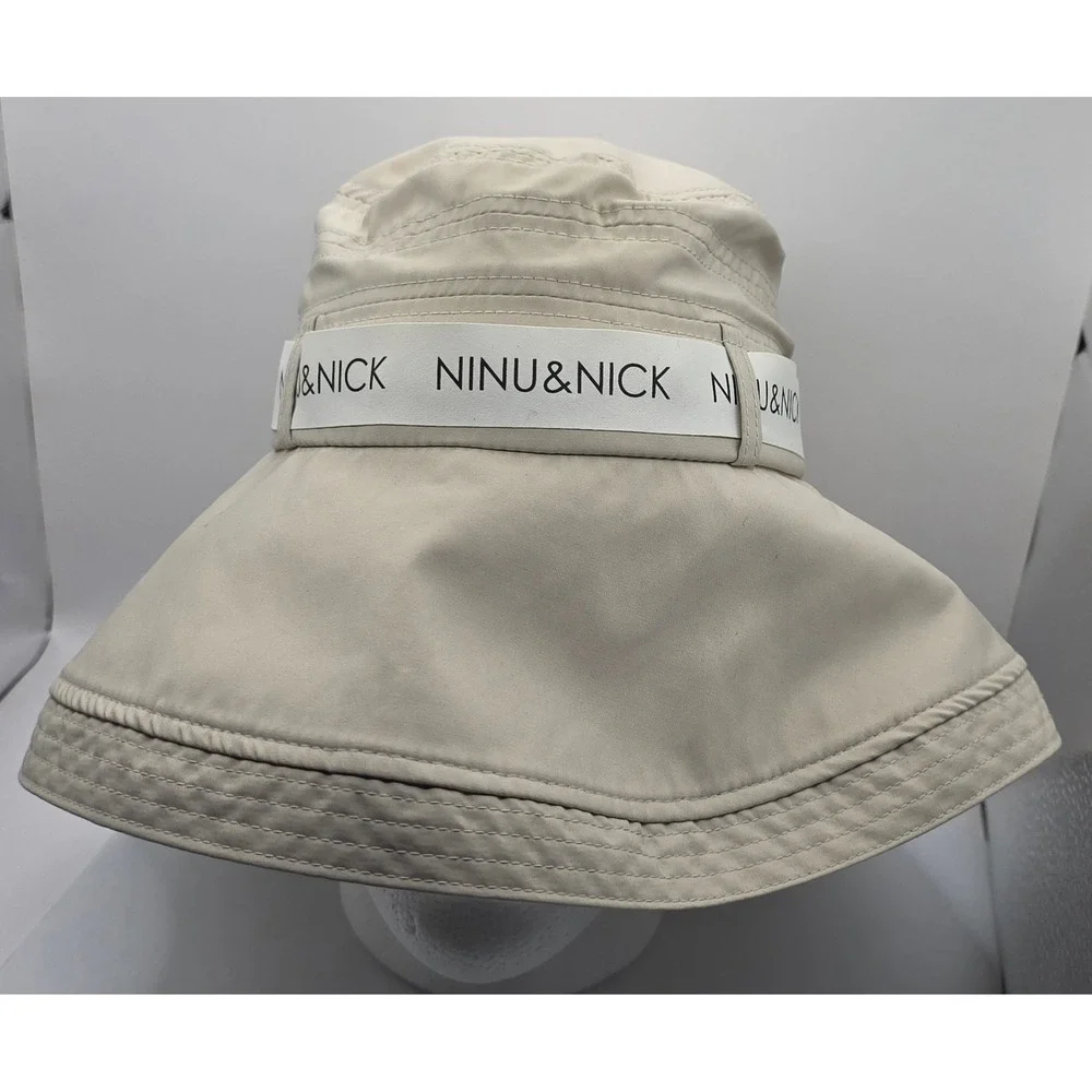 NINU‎ & NICK Cream Bucket Hat Women's Size S Wide Brim Ribbon Sun Hat